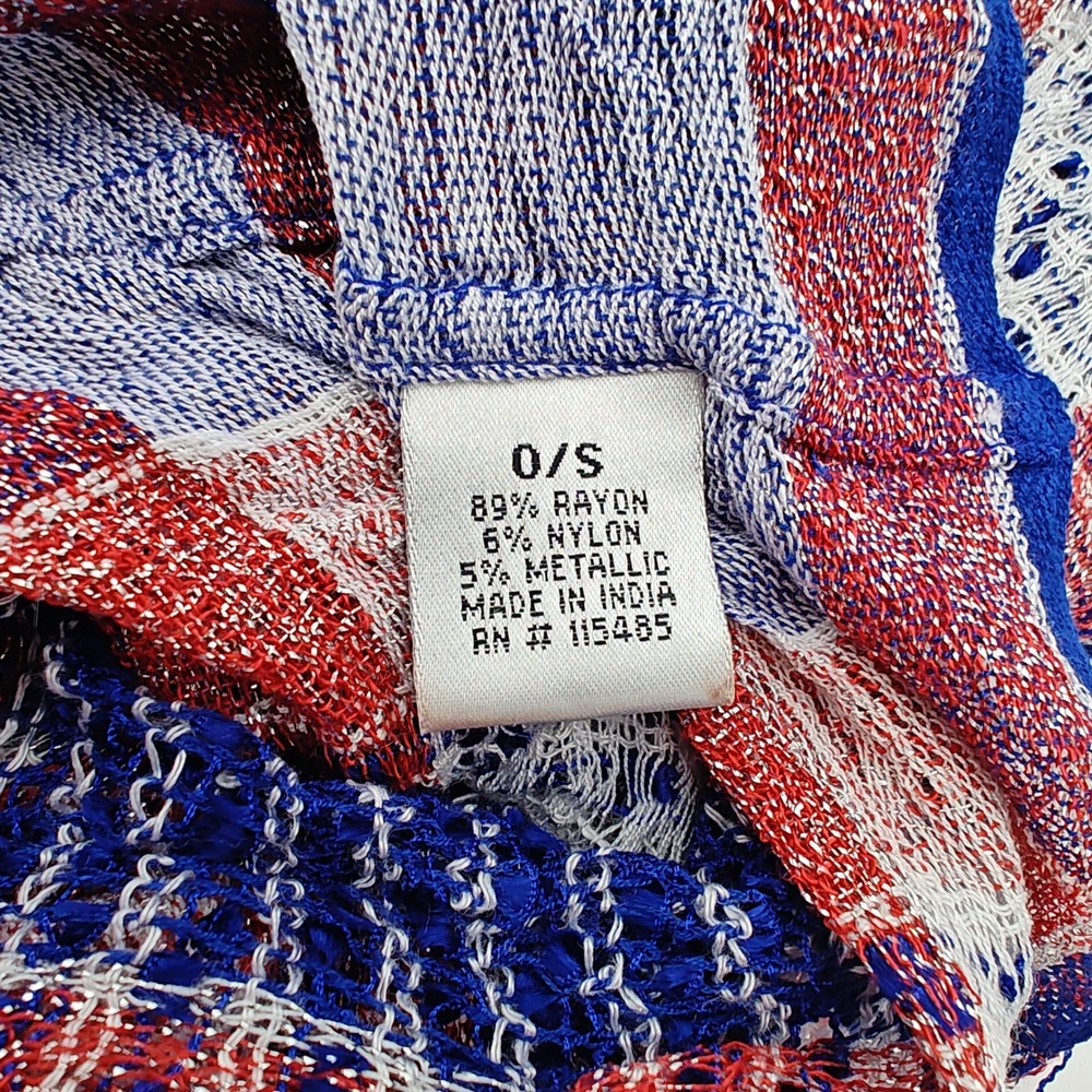Patriotic Infinity Scarf Red White Blue Metallic Lightweight Open Weave Loop - Picture 3 of 7